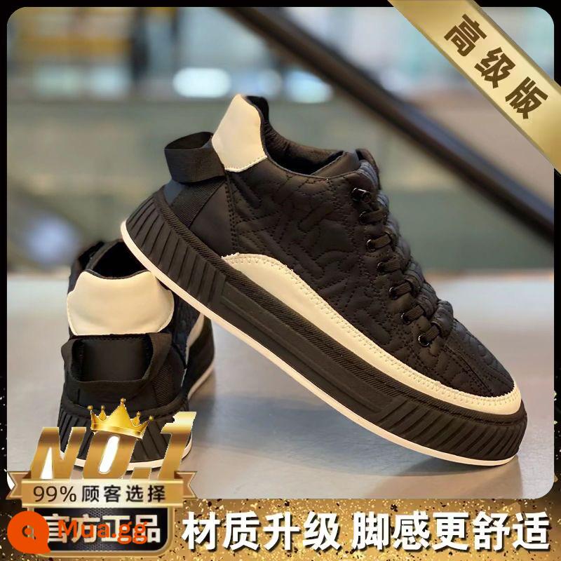 Nhà Ga Châu Âu Giày Nam Thể Thao Mùa Đông Giày Sneaker Nam Lông Cừu Cotton Giày Da Thường Phù Hợp Với Giày Nhỏ Màu Trắng Hợp Thời Trang - Đen [cao cấp]