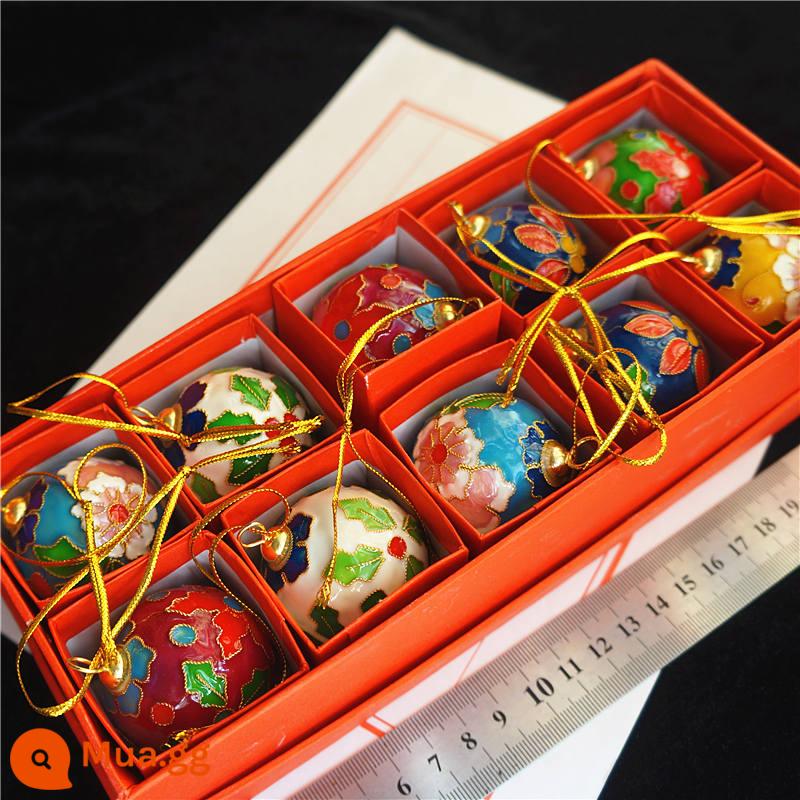 Gao Yan Value Cloisonne Blue Snow Flower Ball Mặt dây nhỏ Dripstick Ballball Trang trí Giáng sinh Trang trí Phụ kiện DIY Gửi người nước ngoài - 10 miếng trong một hộp 40 quả bóng