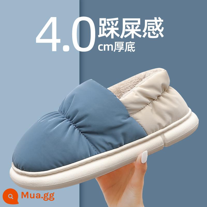 Xuống Cotton Nam Mùa Đông Túi Gót 2022 Phong Cách Mới Plus Nhung Đáy Dày Ấm Áp Chống Trơn Trượt Dép Lông Chống Thấm Nước Cho Áo Khoác Ngoài - Azure [Giảm nhiệt]