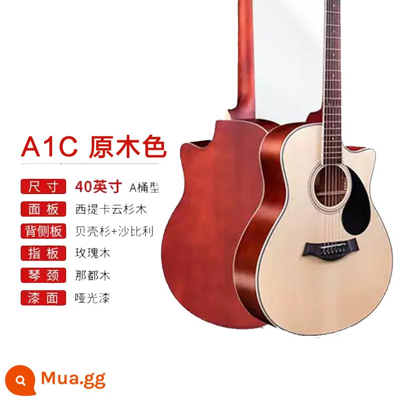 kepma nghiệp d1c dân gian đàn guitar a1c người mới bắt đầu bé trai đàn guitar acoustic chính hãng EDC nghiệp pháo ES36 - Màu gỗ A1C mờ 40 inch + túi gig và các phụ kiện quà tặng sang trọng khác