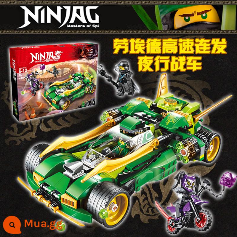 Tương Thích Với Trung Quốc Phantom Ninja Khối Xây Dựng Storm Fighter Bé Trai Xếp Hình Đồ Chơi Lắp Ráp Cho Trẻ Em Từ 6-8-12 - Xe thể thao đêm xanh nhạt +3 Ninja