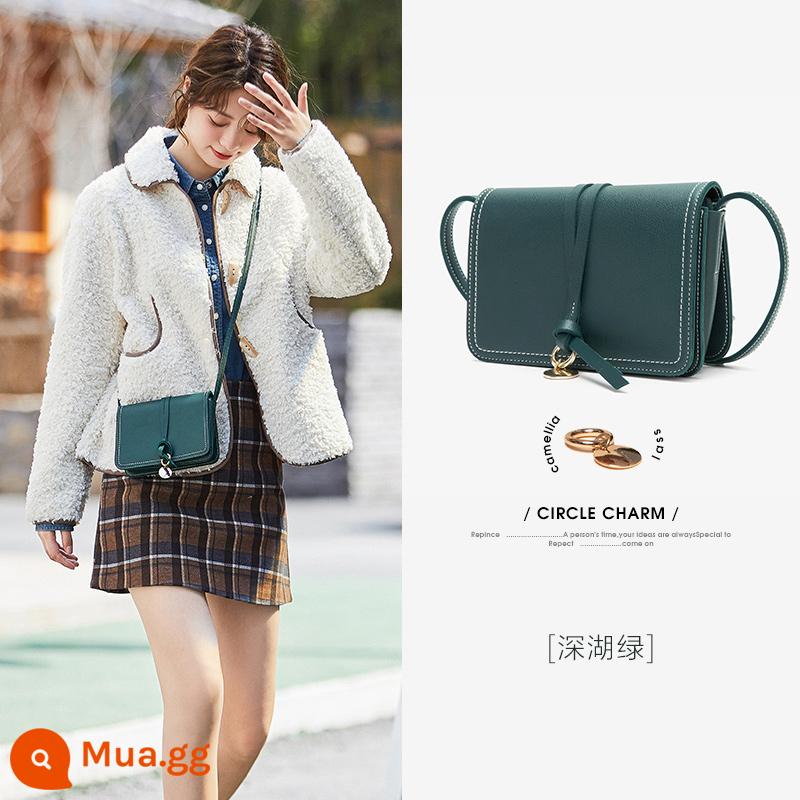 Túi Semir Messenger dành cho nữ trong mùa thu và mùa đông New Niche Túi đeo vai đơn tiên tiến Đa năng Túi Satchel đơn giản Túi xách nữ có họa tiết - Màu xanh lá cây đậm