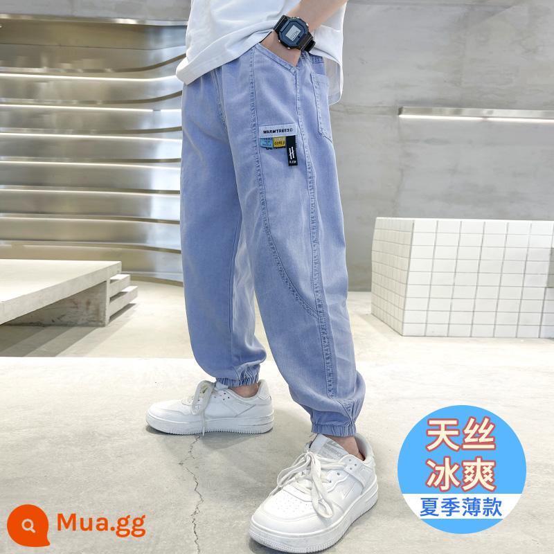 Quần denim cotton tencel bé trai chống muỗi quần điều hòa quần trẻ em mỏng mới quần ống rộng thoáng khí 2023 trẻ trung và lớn - Quần chống muỗi Tencel nhãn WX-Triple kiểu dáng mỏng mùa hè