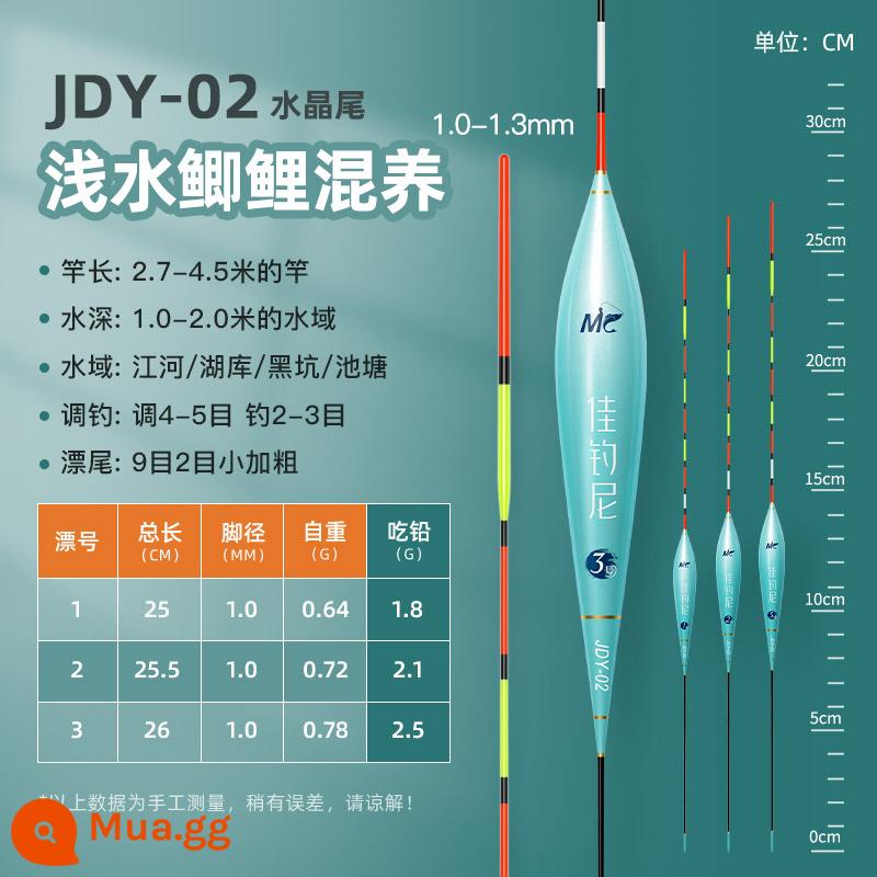 Jia Diao Ni phao nước nông phao đuôi ngắn bắt mắt ánh sáng có độ nhạy cao miệng cá diếc phao cỏ lỗ nước da cá nhỏ sọc trắng phao đuôi ngắn - JDY02 Nuôi ghép cá diếc nước nông [chì 1,8-2,5g dài ≈ 25cm] đậm nhỏ