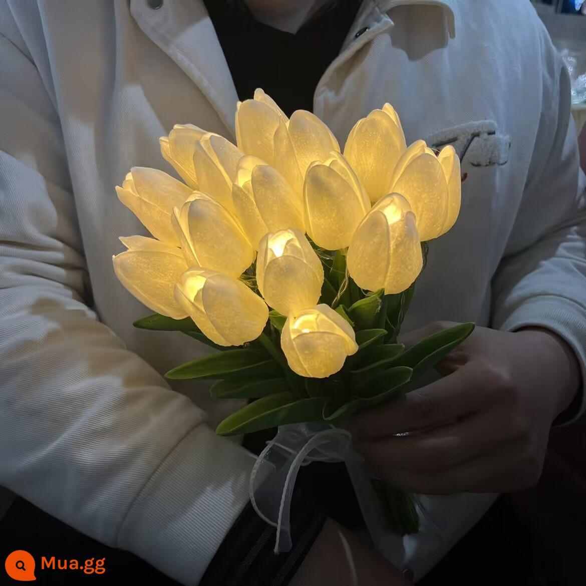 Lưới đỏ mô phỏng hoa tulip Trang trí bánh ngày lễ tình nhân chỉ có nữ thần sắc đẹp trang trí bánh cổ tích nhỏ - Luminous Tulip Creamy White 5 Gói