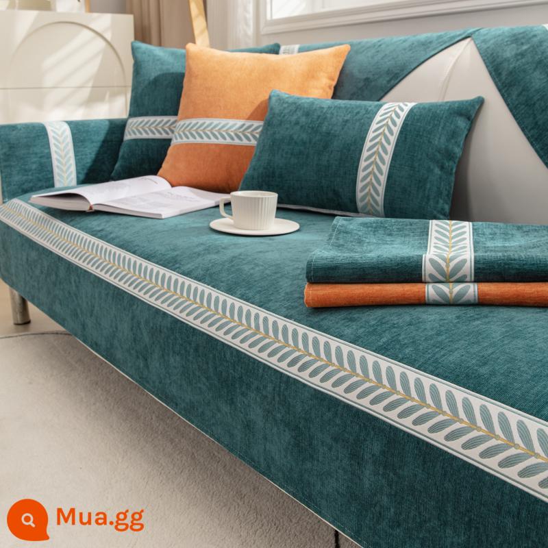 Đệm Sofa Bốn Mùa Đa Năng Chống Trơn Trượt 2022 Mới Ghế Sofa Đơn Giản Hiện Đại Tựa Lưng Khăn Vải Mùa Đông - Ruoyan-màu xanh đậm