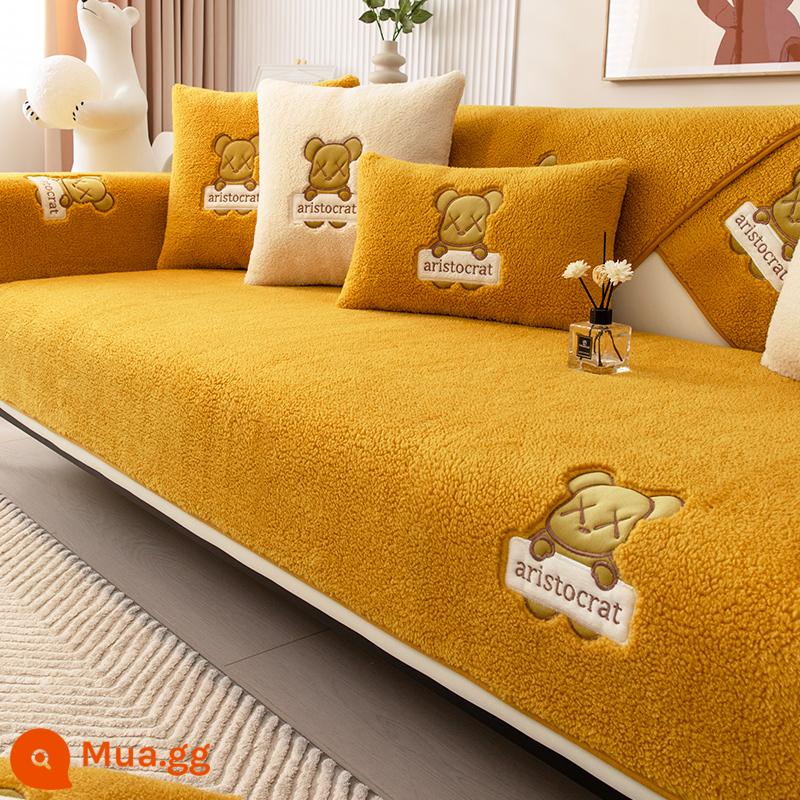 Mùa Đông Sang Trọng Ghế Sofa Đệm Bốn Mùa Đa Năng 2022 Mới Đệm Chống Trơn Trượt Chăn Bao Gồm Tất Đa Năng Bao Khăn Vải - Xiong Xin-màu vàng