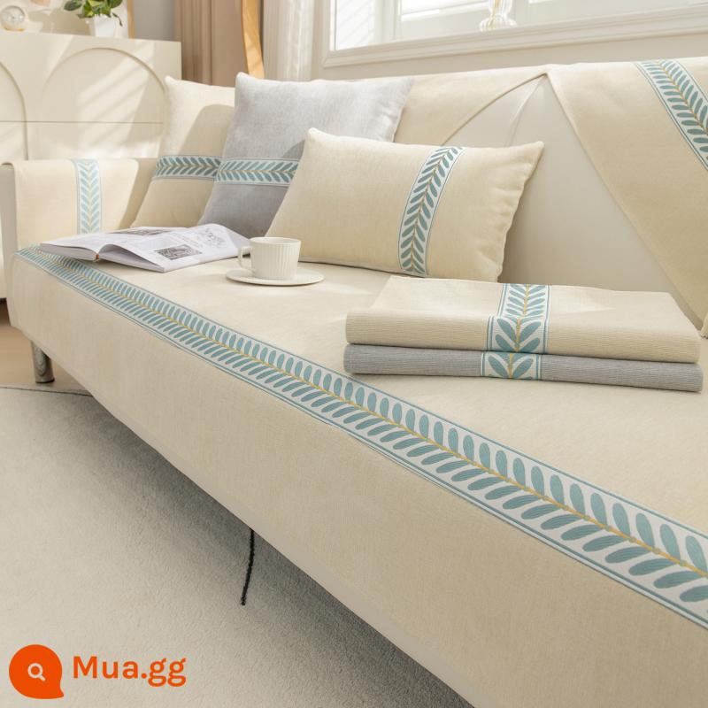 Đệm Sofa Bốn Mùa Đa Năng Đơn Giản Hiện Đại Đa Năng Bọc Ghế Sofa Tất Cả Gối Tựa Lưng Khăn Vải Đệm Chống Trơn Trượt - Ruoyan-trắng