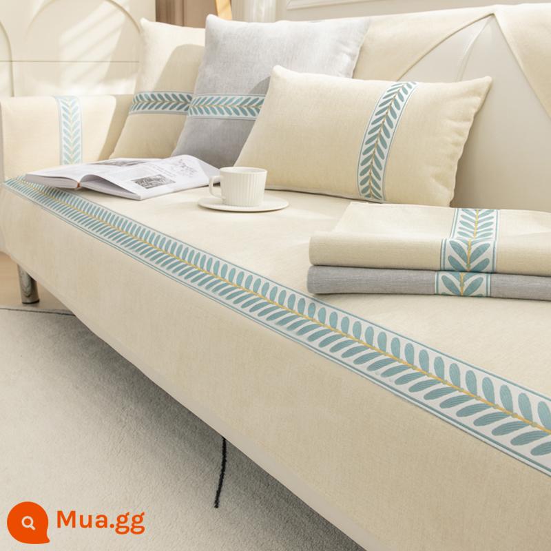 Đệm Sofa Bốn Mùa Đa Năng Chống Trơn Trượt 2022 Mới Ghế Sofa Đơn Giản Hiện Đại Tựa Lưng Khăn Vải Mùa Đông - Ruoyan-trắng