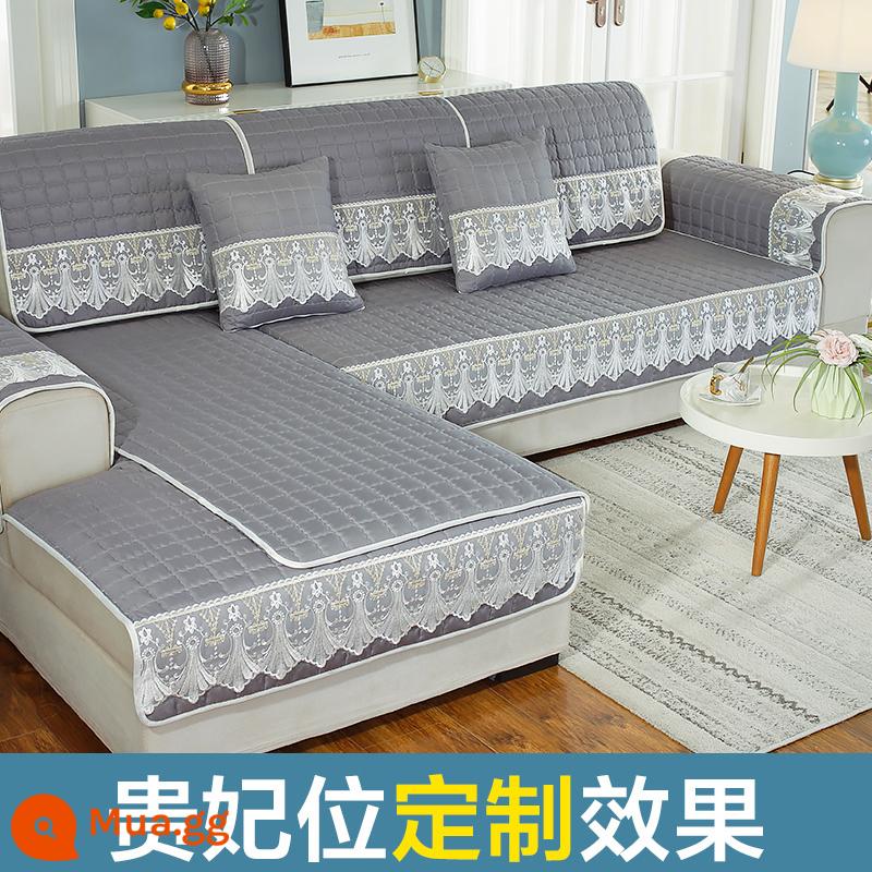 2022 Mới Ghế Sofa Đệm Bốn Mùa Đa Năng Đơn Giản Hiện Đại Chống Trơn Trượt Đệm Tất Cả Đa Năng Tựa Lưng Khăn Bao Vải - Suifeng-màu xám