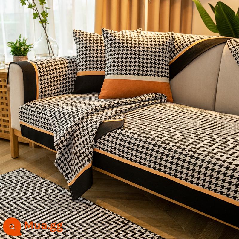 Sofa đệm bốn mùa đa năng đệm nhẹ sang trọng hiện đại bọc sofa cao cấp 2022 sofa mới khăn trải vải tùy chỉnh - Buyun-Đen