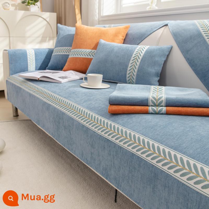 Đệm Sofa Bốn Mùa Đa Năng Đơn Giản Hiện Đại Đa Năng Bọc Ghế Sofa Tất Cả Gối Tựa Lưng Khăn Vải Đệm Chống Trơn Trượt - Ruoyan-xanh