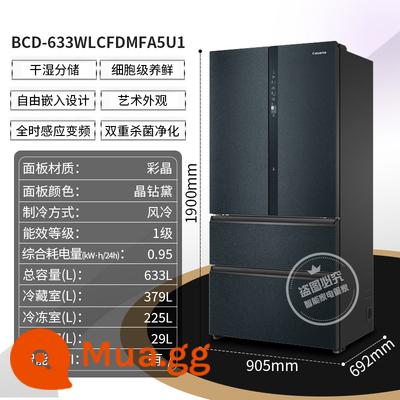 Casarte BCD-633WLCFDMFVAU1 bốn cửa tủ lạnh nhúng kiểu Pháp 633WLCFDMFA5U1 - Ngăn kéo trượt kim cương pha lê BCD-633WLCFDMFA5U1