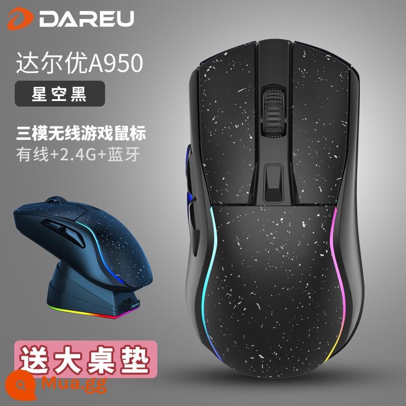 Chuột Daryou A950 Không dây Bluetooth Có dây ba chế độ Chơi game cơ Đế sạc RGB nhẹ - Kết nối ba chế độ-bầu trời đầy sao đen