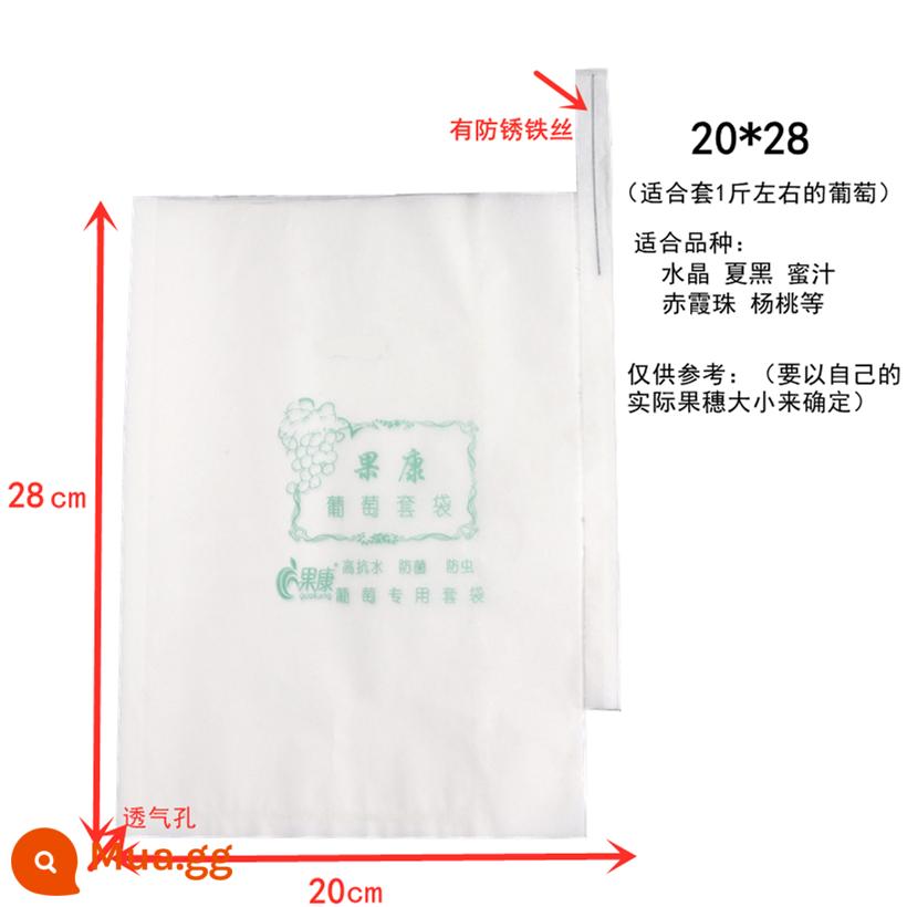 Túi nho Guokang túi đặc biệt chống chim túi chống côn trùng màu xanh lá cây nắng hoa hồng nho túi giấy chống nước và mưa - 20*28 (100 túi nho trắng)