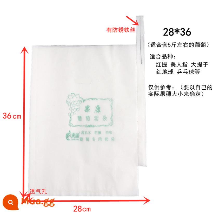 Túi nho Guokang túi đặc biệt chống chim túi chống côn trùng màu xanh lá cây nắng hoa hồng nho túi giấy chống nước và mưa - 28*36 (100 túi nho trắng)