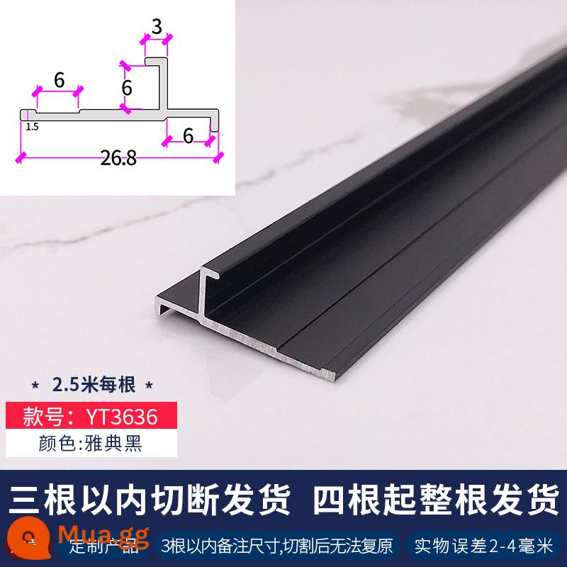 5mm6 tấm ốp tường dây chuyền đóng vật liệu ép đùn nhôm dải bao quanh dải trang trí dải cạnh áp lực tấm ốp chân tường bằng hợp kim nhôm hình chữ I màu đen - YT3636 Athens Black được bán 2,5 mét mỗi chiếc