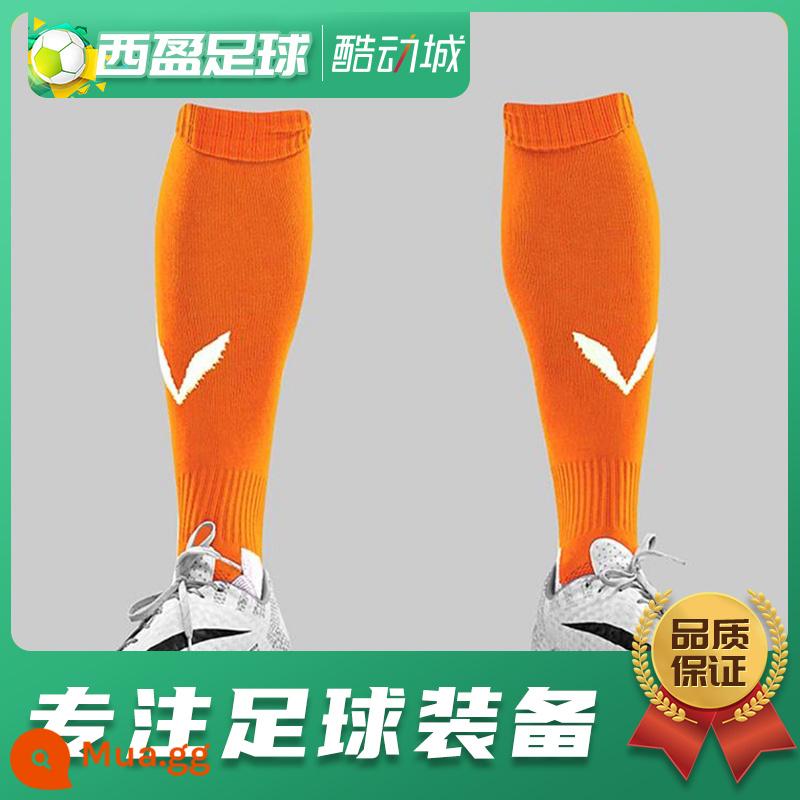 Xiying Football Chamois Player Edition Vớ đến đầu gối Vớ bóng đá eo dài - Màu cam huỳnh quang (Người lớn 40-45)