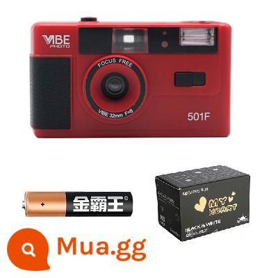 Miễn phí vận chuyển mới của Đức Vibe phim 501F máy ảnh retro 135 phim đánh lừa máy phim dùng một lần quà tặng - Màu đỏ quyến rũ + pin + phim đen trắng tiết kiệm chi phí