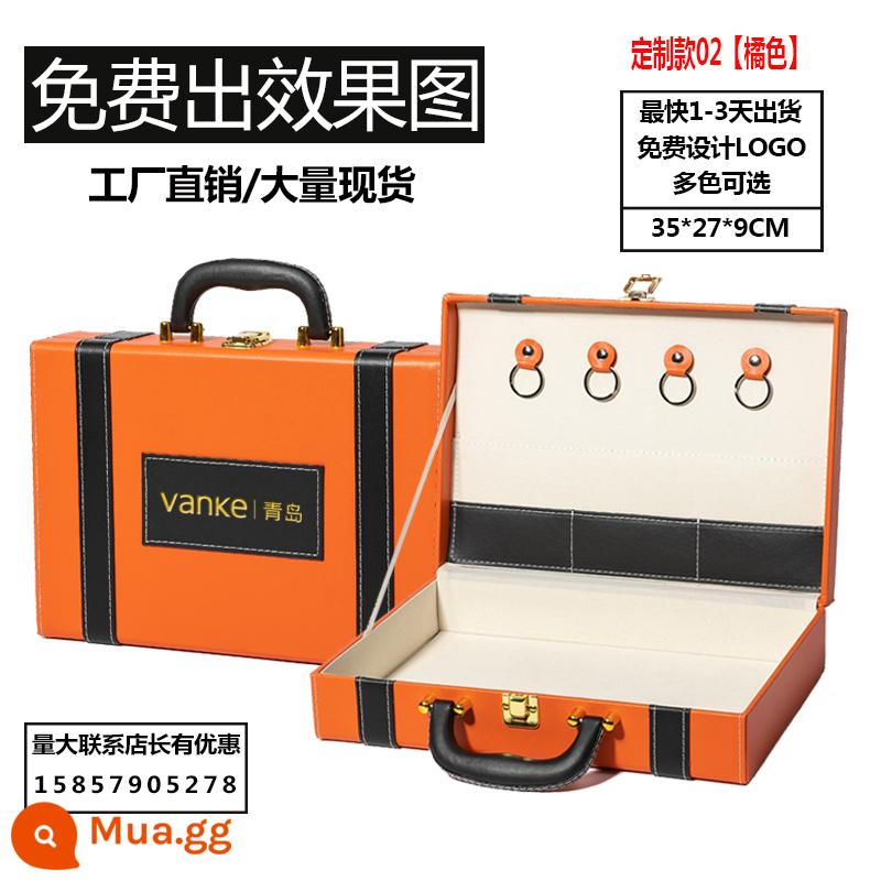 Hộp giao hàng Spot PU Da tay -Danded Box Hand -in -hand nhỏ Hộp Key Hộp Key Hộp lớn Hộp quà tặng lớn - Mẫu tùy chỉnh màu cam cà phê 02