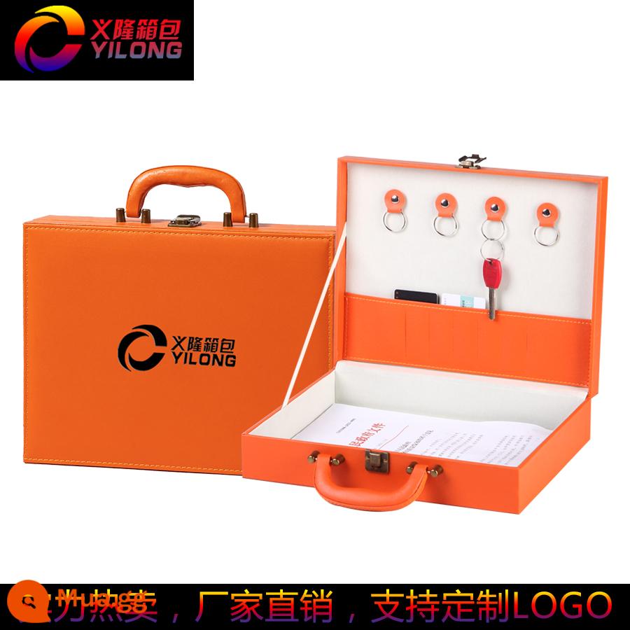 Hộp giao hàng Spot PU Da tay -Danded Box Hand -in -hand nhỏ Hộp Key Hộp Key Hộp lớn Hộp quà tặng lớn - Cam Sáng Cam Vừa