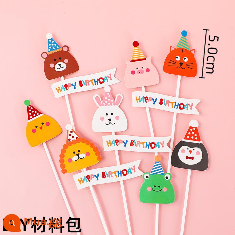 Hoạt hình dễ thương hình chú chó heo đầu heo trang trí bánh phô mai HBD cắm NGỌT Kem nến cắm thẻ - màu sô cô la