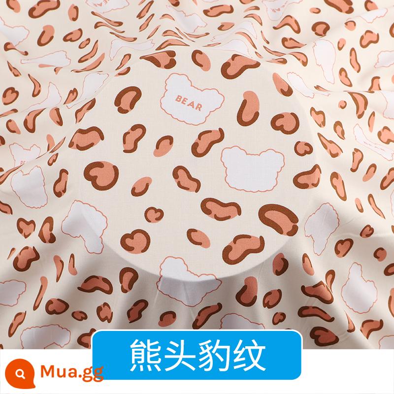 Bé Cotton Vải Lụa Siêu Mềm Mùa Hè Bộ Đồ Ngủ Vải Cho Bé Quần Áo Trẻ Em Cotton Lụa Rayon Vải Hoa Vỡ - Đầu gấu họa tiết da báo dài nửa mét