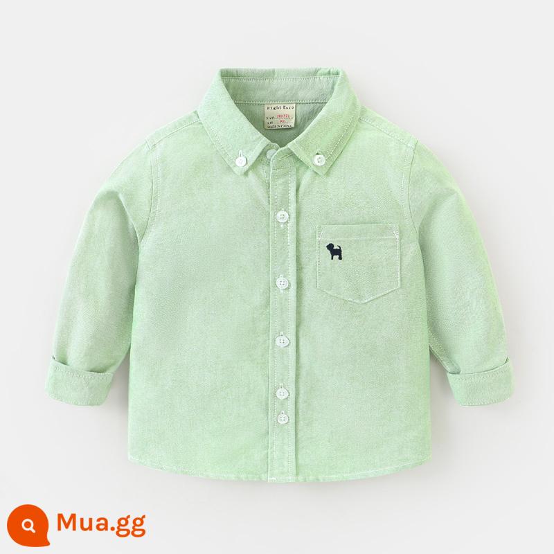 Áo sơ mi dài tay cotton cotton nguyên chất bé trai, quần áo mùa thu, quần áo trẻ em, áo sơ mi trắng trẻ em, mẫu xuân thu trẻ em, bé sơ sinh 1 tuổi và 3 tuổi - U14227 hồ xanh