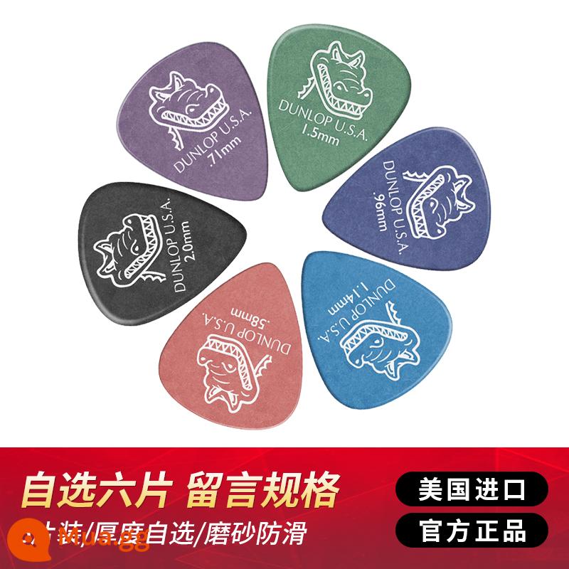 Dunlop dân gian đàn guitar acoustic pick chính hãng đàn guitar điện Dunlop gảy đàn pick lò xo chống trượt cá sấu pick - Lưu ý màu sắc|Chọn 6 sản phẩm (mặc định gửi ngẫu nhiên) Xanh lam 1.14 hết hàng