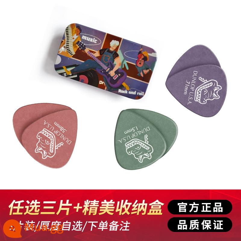 Dunlop dân gian đàn guitar acoustic pick chính hãng đàn guitar điện Dunlop gảy đàn pick lò xo chống trượt cá sấu pick - Lưu ý màu | Chọn 3 sản phẩm bất kỳ + hộp đựng (mặc định gửi ngẫu nhiên) Xanh 1.14 hết hàng