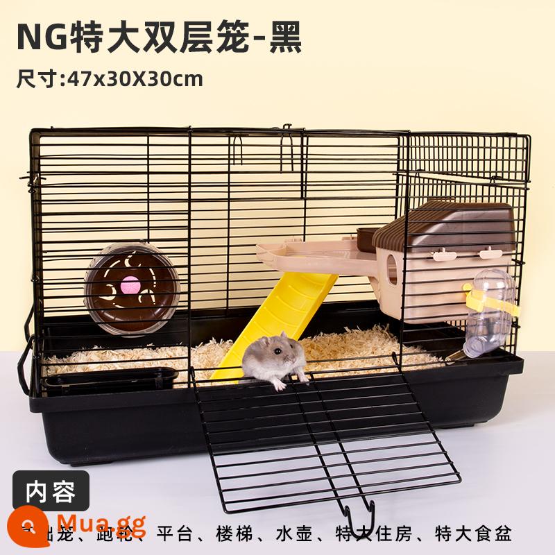 Hamster 47 lồng gấu vàng siêu rẻ lớn 60 lồng cơ bản cung cấp đầy đủ bộ nhỏ biệt thự cao cấp - NG lồng đôi cực lớn-Đen