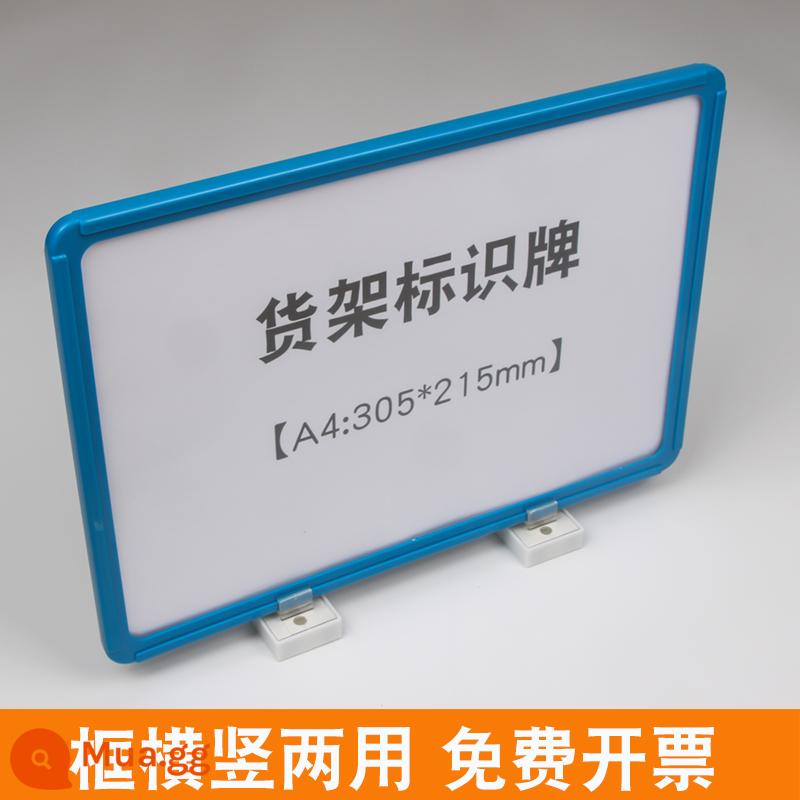 Kệ nhãn từ bảng hiệu a4 bảng hiệu kho bảng hiệu phân vùng nam châm bảng hiệu kho thẻ vật liệu - Khung A4 xanh + phim + 2 nam châm hai chiều (gói 10 cái)