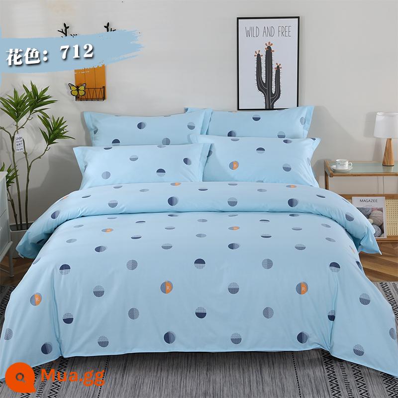 Vải Cotton Dày Dặn Giường Vỏ Chăn 4 Bộ Chăn Ga Vải Hai Dây Rộng Hoa Lớn Vải Cotton Chế Biến Tùy Chỉnh - xanh hải quân