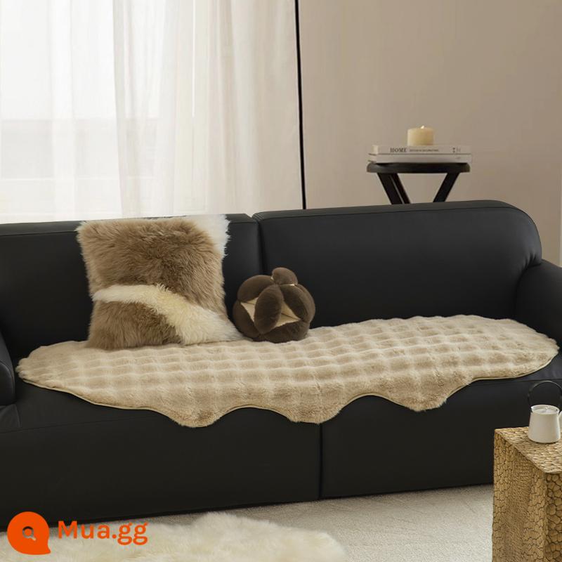 Lưới Đỏ Đệm Sofa Mùa Đông Sang Trọng Nhẹ Cao Cấp Bay Cửa Sổ Sofa Đệm Bắc Âu Ins Gió Chống Trơn Trượt Ghế Sofa - Bubble Velvet-Cà phê