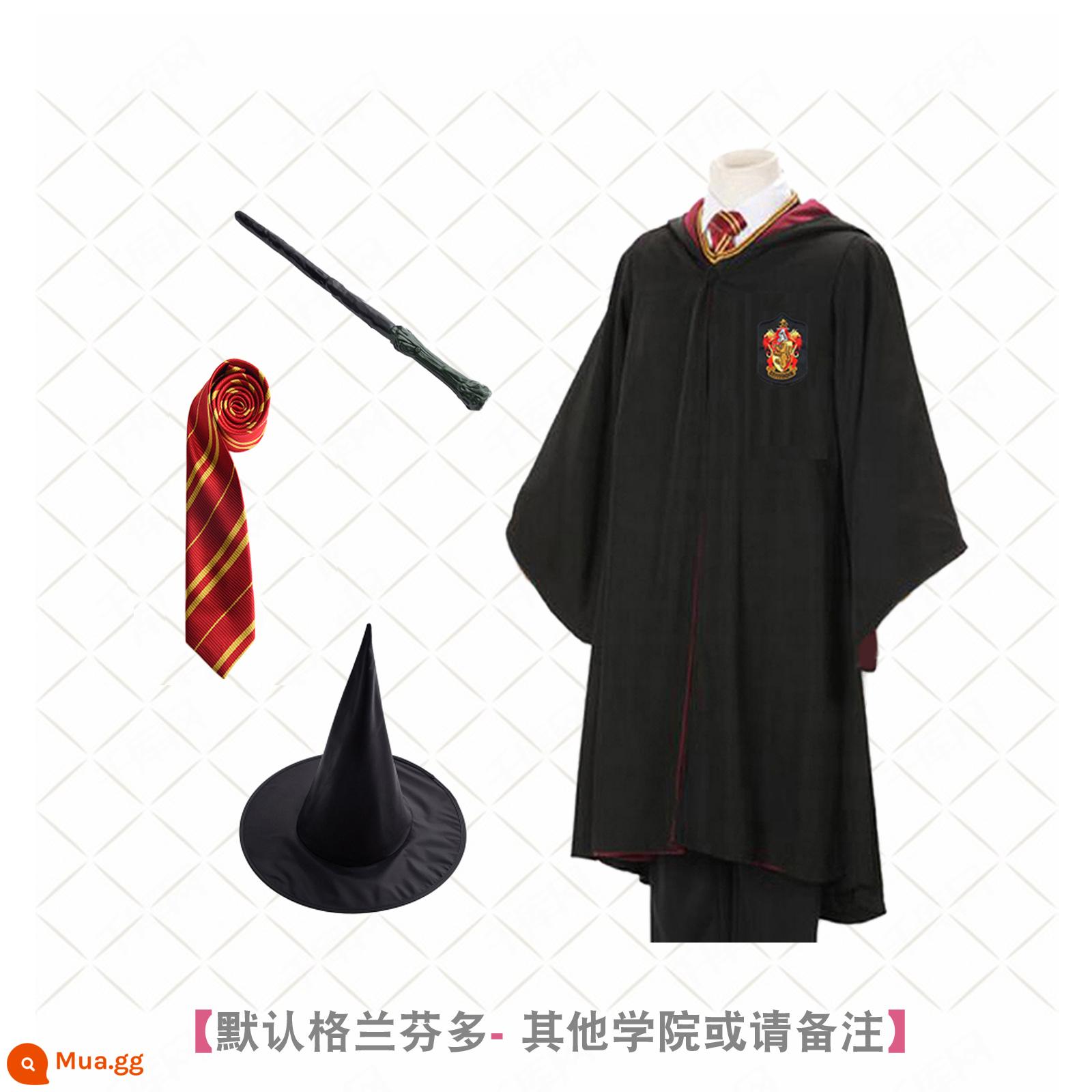 Bướm Harry's Potter Cosplay Quần áo Grandma Fensin Dostlin Magic Robe School Đồng phục học viện - Áo choàng Gryffindor + cà vạt + đũa phép + mũ