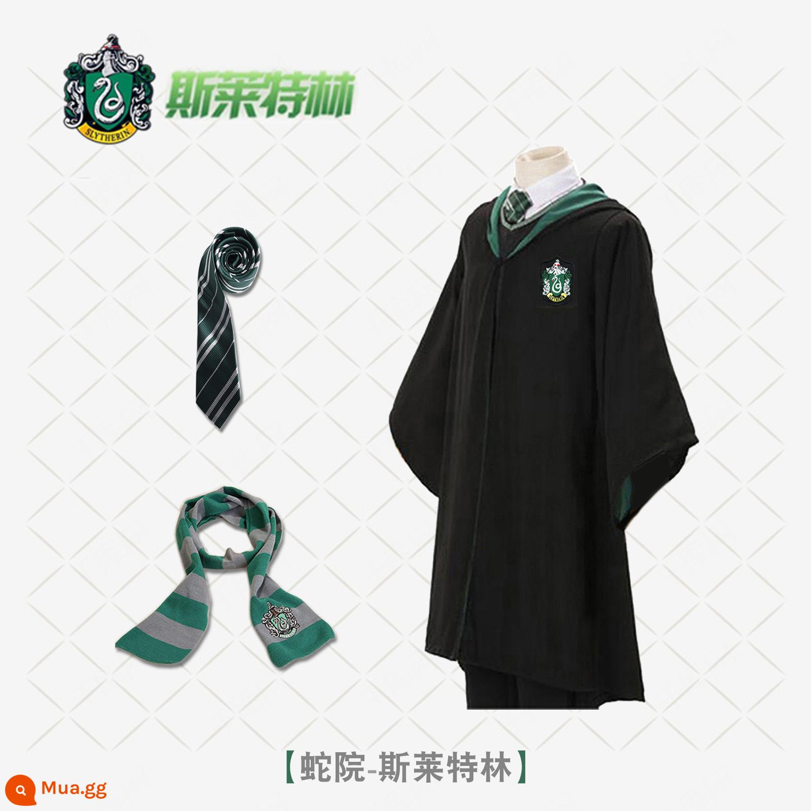 Bướm Harry's Potter Cosplay Quần áo Grandma Fensin Dostlin Magic Robe School Đồng phục học viện - Áo choàng Slytherin + cà vạt + khăn quàng cổ