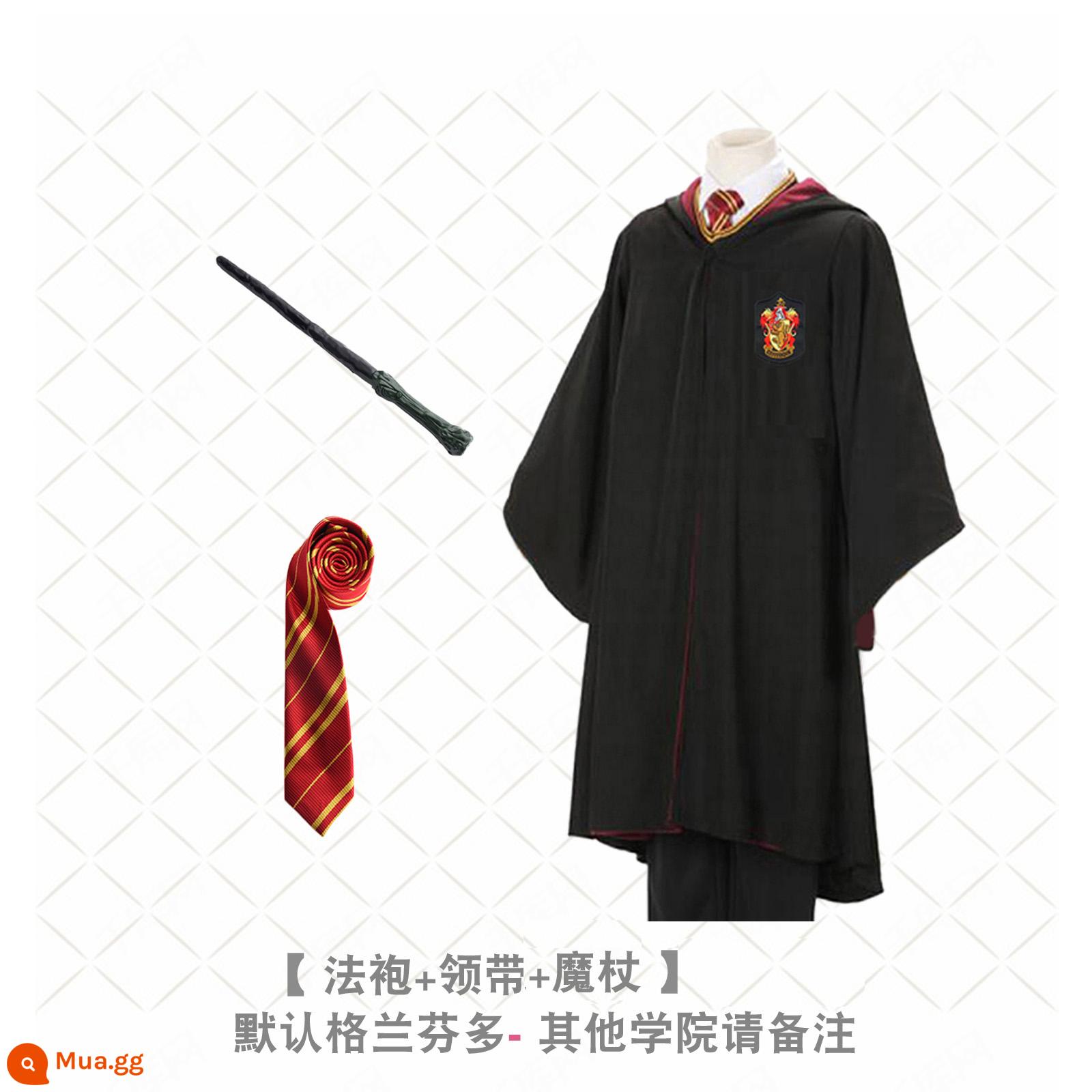 Bướm Harry's Potter Cosplay Quần áo Grandma Fensin Dostlin Magic Robe School Đồng phục học viện - Áo choàng Gryffindor + cà vạt + đũa phép