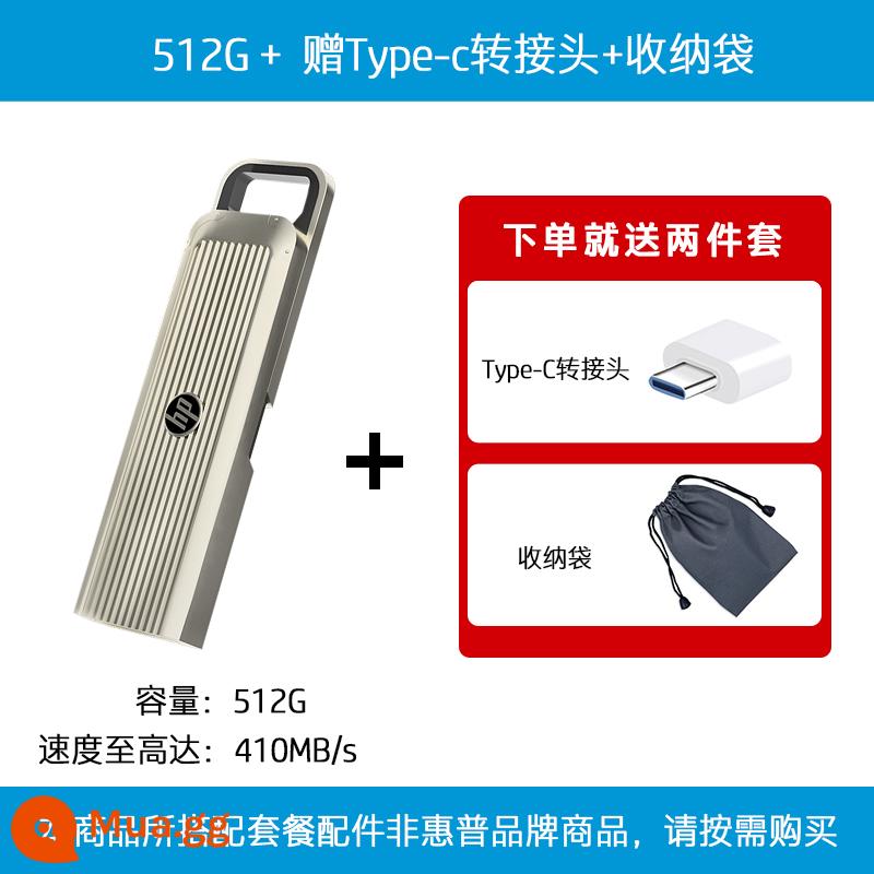 Đĩa U HP 128G Dung Lượng Lớn Kim Loại 3.1 Tốc Độ Cao Tùy Chỉnh Trên Ô Tô Máy Tính Ổ USB Flash Chính Hãng Hàng Chính Hãng Flagship Store - [Trạng thái rắn tốc độ cao] 512G (bộ chuyển đổi typec miễn phí + túi lưu trữ)