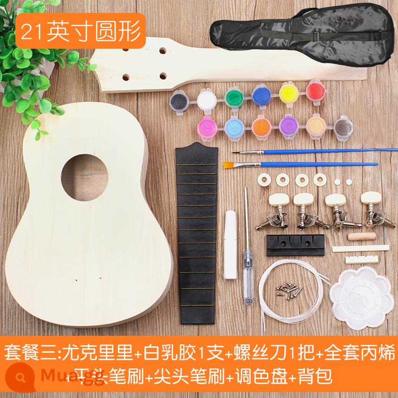 Lắp ráp đàn Ukulele DIY đàn guitar nhỏ handmade tự chế chất liệu gói vẽ tay bằng gỗ graffiti - Vòng 21 inch + sơn + ba lô