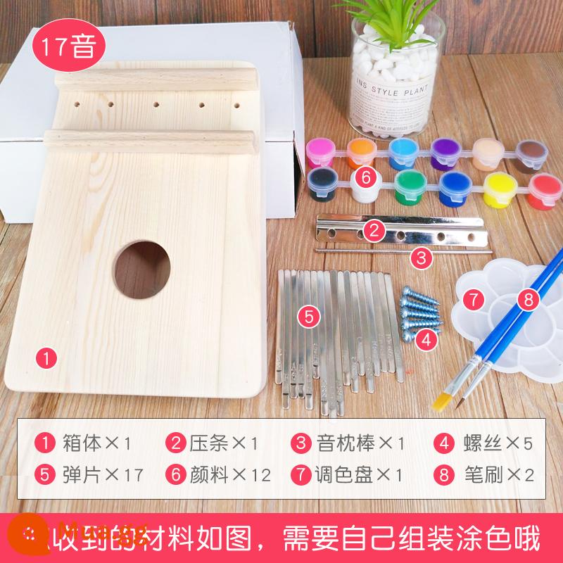 Lắp ráp đàn Ukulele DIY đàn guitar nhỏ handmade tự chế chất liệu gói vẽ tay bằng gỗ graffiti - Đàn piano ngón tay cái 17 tông màu (bao gồm bộ sơn acrylic đầy đủ)