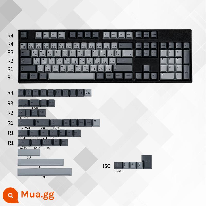 KBDfans bàn phím máy tính keycap chiều cao ban đầu pbt thăng hoa công nghiệp xi măng màu xám keycap Nhật Bản đầy đủ - Keycaps Nhật Bản màu xám xi măng nguyên bản