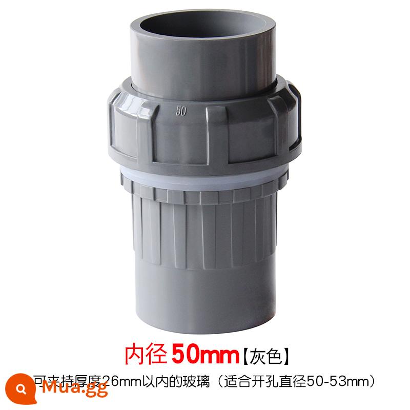 Baisheng khớp sống loại khớp nối nước trên và dưới với ống PVC khớp sống nhanh chóng kéo dài răng bên trong và bên ngoài phụ kiện bể cá thẳng - 50mm--màu xám