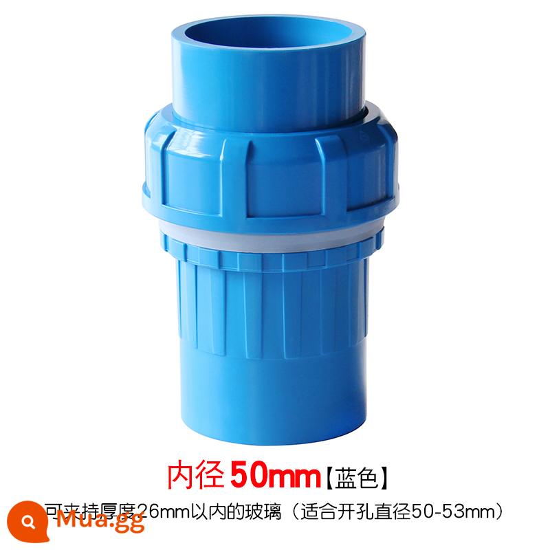 Baisheng khớp sống loại khớp nối nước trên và dưới với ống PVC khớp sống nhanh chóng kéo dài răng bên trong và bên ngoài phụ kiện bể cá thẳng - 50mm--màu xanh