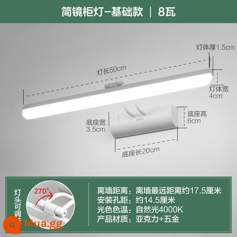 OP LIGHTING Gương LED Đèn phía trước Trang điểm Phòng trang điểm Tủ Tủ Phòng tắm Trang điểm Trang điểm Đơn giản Trang điểm Vẻ đẹp Tường tường - Đèn tủ gương - Bắc Âu hiện đại [Đơn giản - Trắng] 8 watt, dài 50 cm