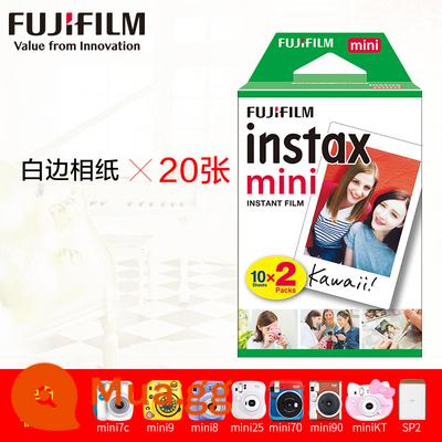 Giấy ảnh Fuji Polaroid 3 inch mini8/9/11/7s/25/50/70/90/liplay giấy ảnh viền trắng - Hộp 20 tờ giấy ảnh viền trắng + dán góc