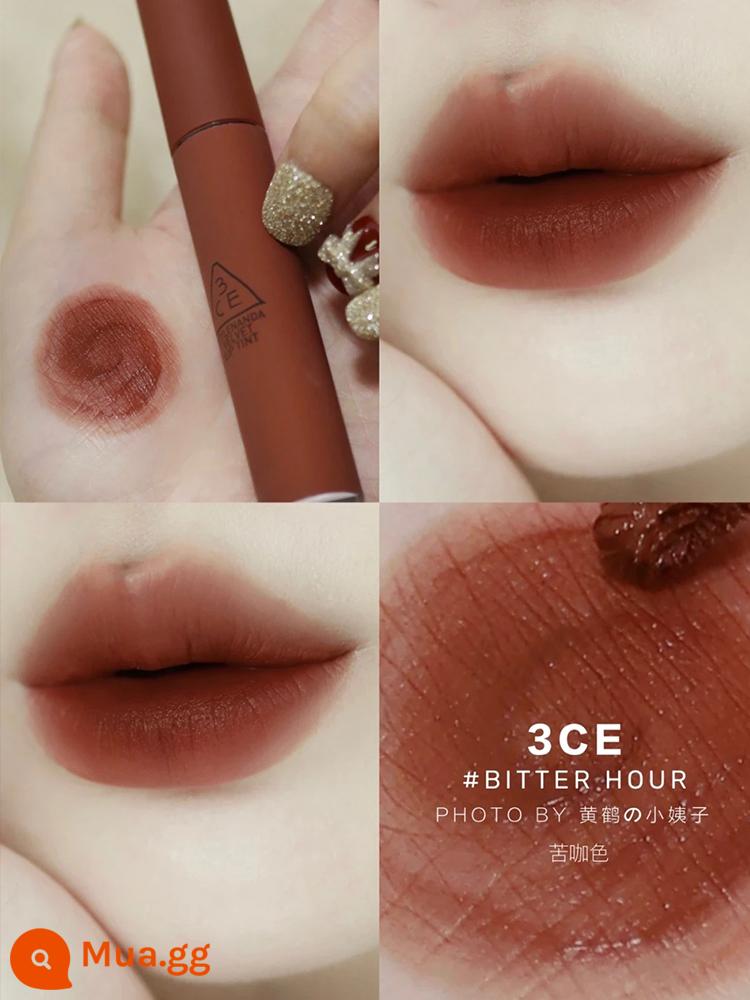 Son kem lì 3CE Velvet Matte Matte Lipstick Laydown Daffodil màu đỏ gạch chính hãng cho nữ 3CE Hàn Quốc - #GIỜ ĐẮNG Màu cà phê đắng (màu chị dâu)