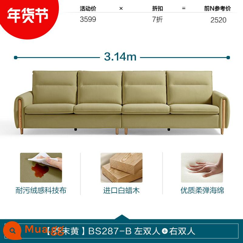 Lin's Nội Thất Gia Đình Rừng Vải Sofa Phòng Khách Căn Hộ Nhỏ Nội Thất Ba Chỗ Có Thể Tháo Rời Và Giặt Được Lin's Wood Industry BS287 - [Vải kỹ thuật chống bám bẩn | Màu vàng mù tạt] BS287-B đôi bên trái + đôi bên phải