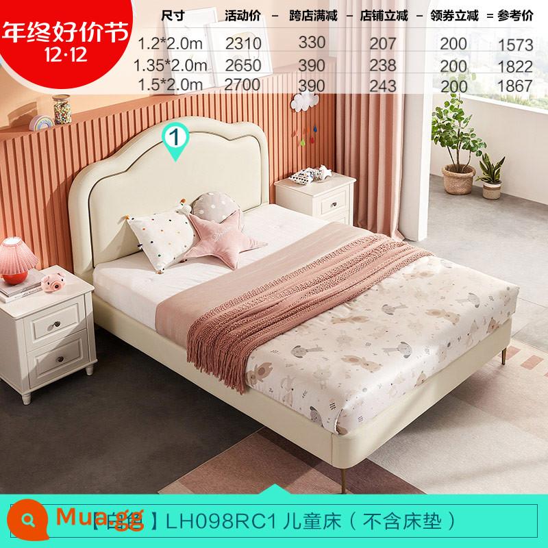 Lin Nhà Giường Trẻ Em Pháp Bé Gái Giường Công Chúa Khung Gỗ Chắc Chắn Giường Đơn 1.35 Mét Phòng Ngủ Lin's Wood ngành Công Nghiệp - [Mẫu cơ bản màu trắng] Giường mây (không bao gồm nệm)