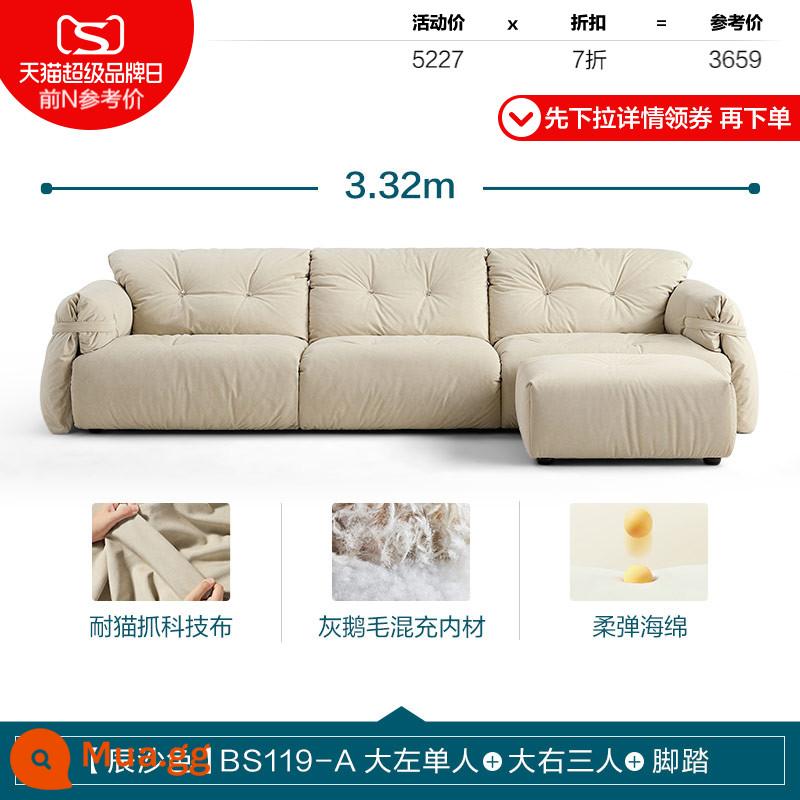 Trang trí nội thất nhà Lin màu kem phong cách kẹo bông sofa phòng khách căn hộ nhỏ đậu phụ nội thất vải khối lưới đỏ Lin ngành công nghiệp gỗ - [Màu Chensha] BS119-A Đĩa đơn lớn bên trái + Ba đĩa lớn bên phải + Bàn đạp