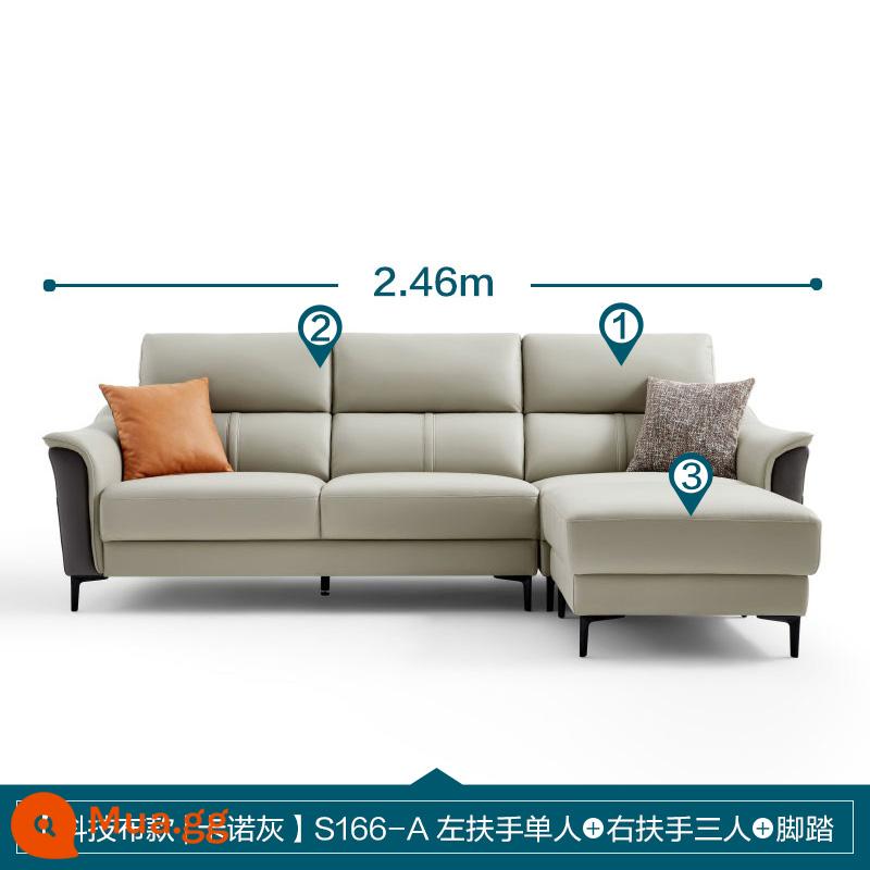 Công nghiệp gỗ của Lin Sedicades Vải Sofa Phòng khách Công nghệ Căn hộ nhỏ Công nghệ Vải SOFA Ánh sáng Đơn giản sang trọng S166 - [Phong cách vải kỹ thuật | Xám Kano] S166-A gác tay trái đơn + gác tay phải ba người + bàn đạp chân